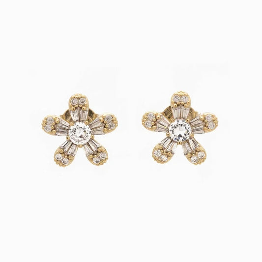 Floral Zirconia Stud Earrings